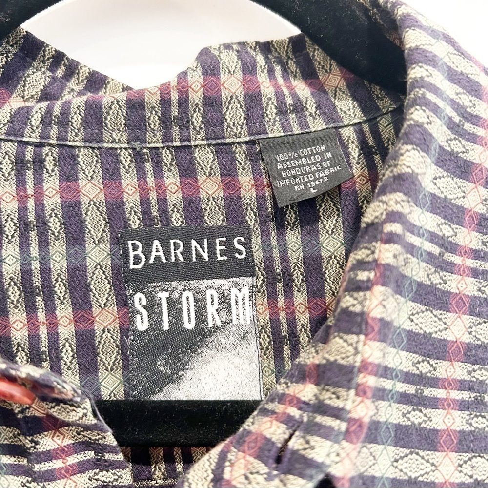 Vintage Jhane Barnes Storm Shirt Men's Large Geometric Pattern Button Up Cotton - Picture 4 of 5